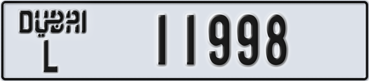 dubai License Plate Number 11998 Code L