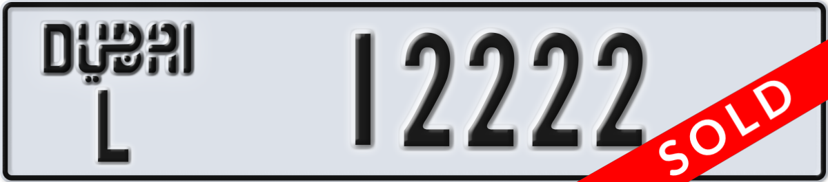 dubai License Plate Number 12222 Code L