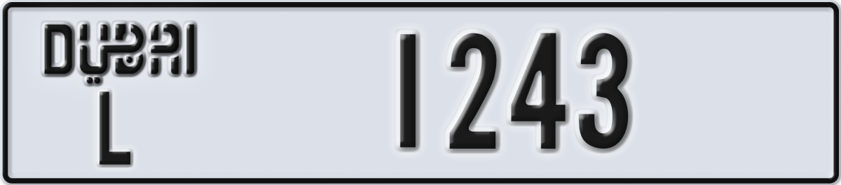 dubai License Plate Number 1243 Code L