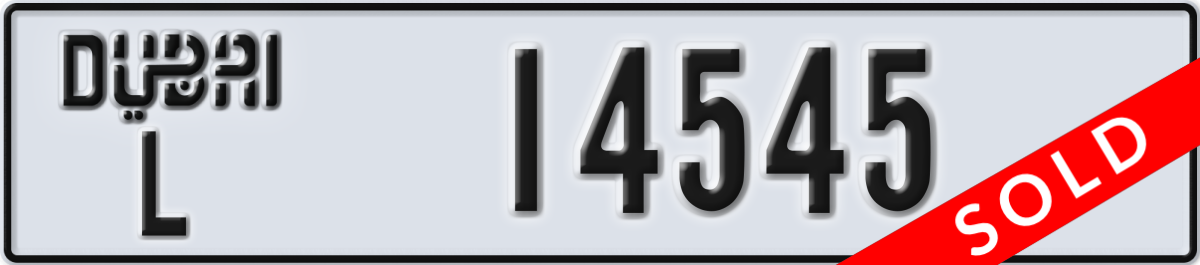 dubai License Plate Number 14545 Code L