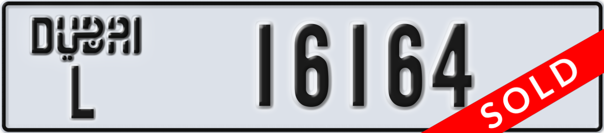 dubai License Plate Number 16164 Code L