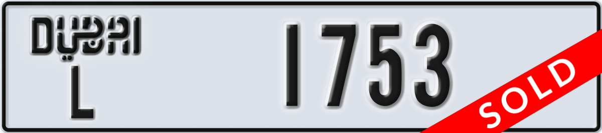 dubai License Plate Number 1753 Code L