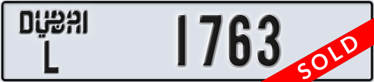 dubai License Plate Number 1763 Code L