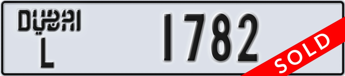 dubai License Plate Number 1782 Code L