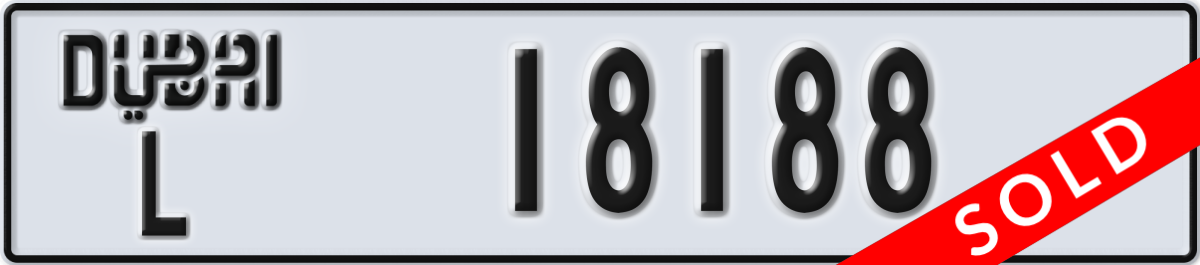 dubai License Plate Number 18188 Code L