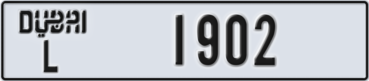 dubai License Plate Number 1902 Code L