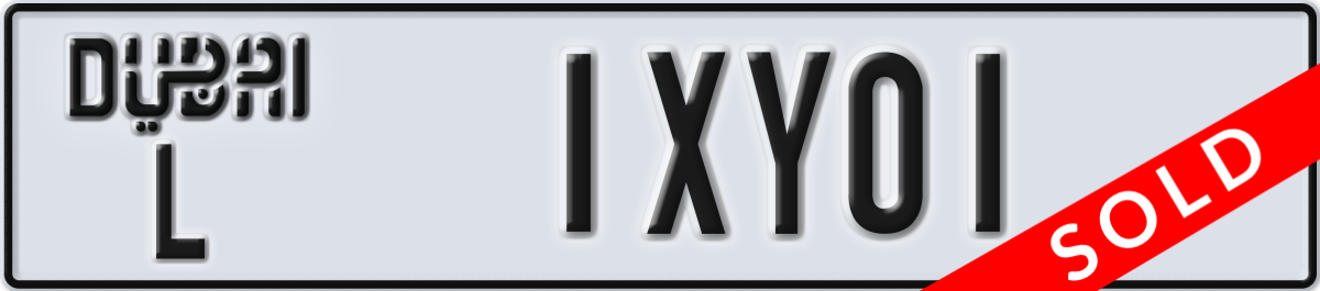 dubai License Plate Number 1XY01 Code L