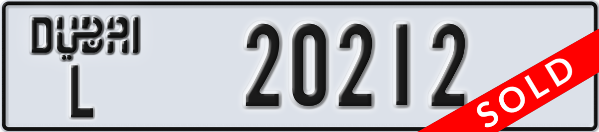 dubai License Plate Number 20212 Code L