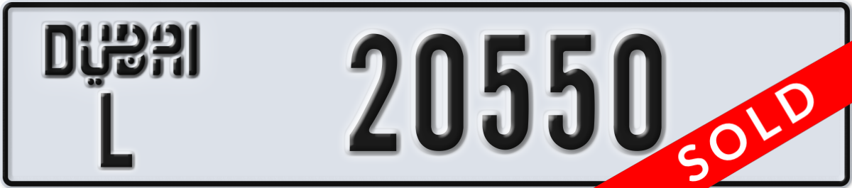dubai License Plate Number 20550 Code L