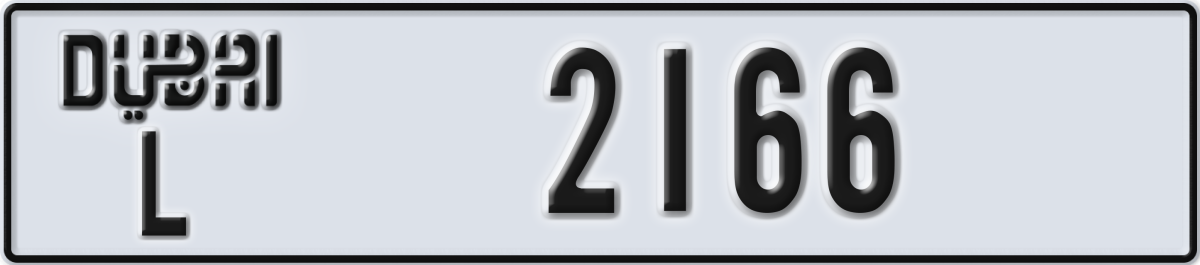 dubai License Plate Number 2166 Code L