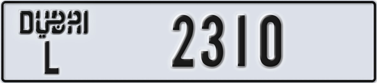 dubai License Plate Number 2310 Code L