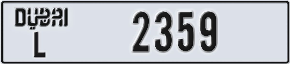 dubai License Plate Number 2359 Code L
