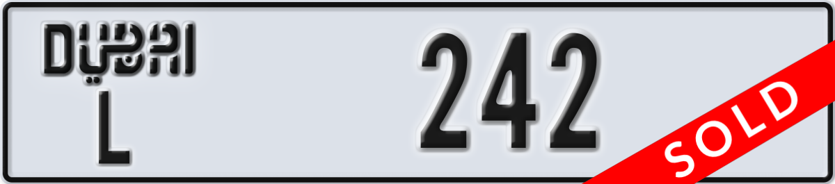 dubai License Plate Number 242 Code L