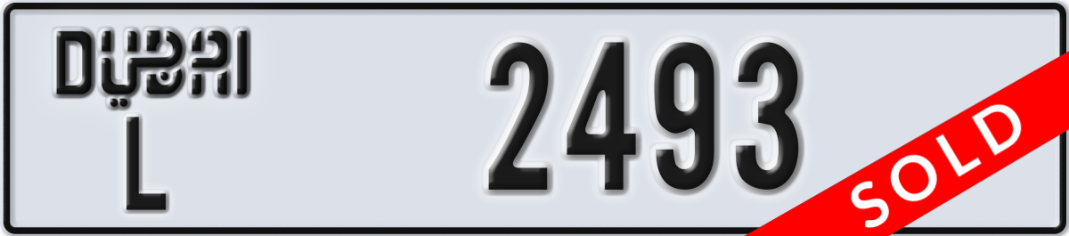 dubai License Plate Number 2493 Code L