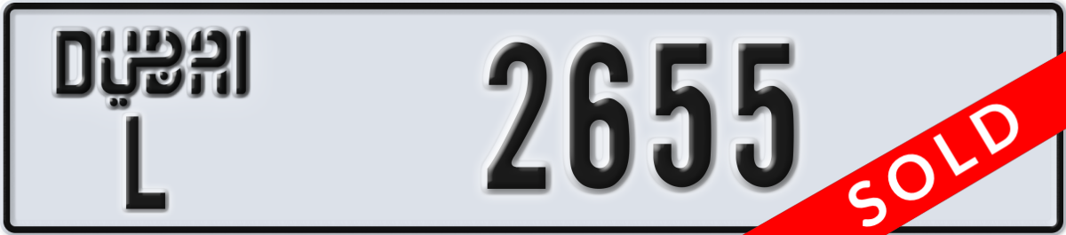 dubai License Plate Number 2655 Code L