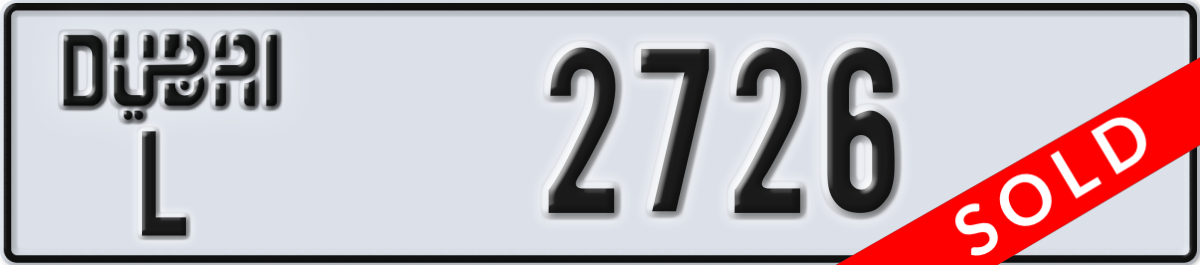 dubai License Plate Number 2726 Code L