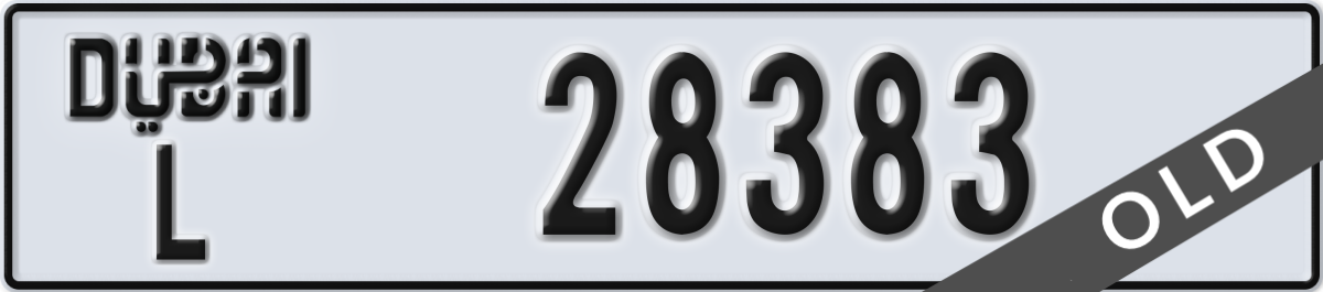 dubai License Plate Number 28383 Code L