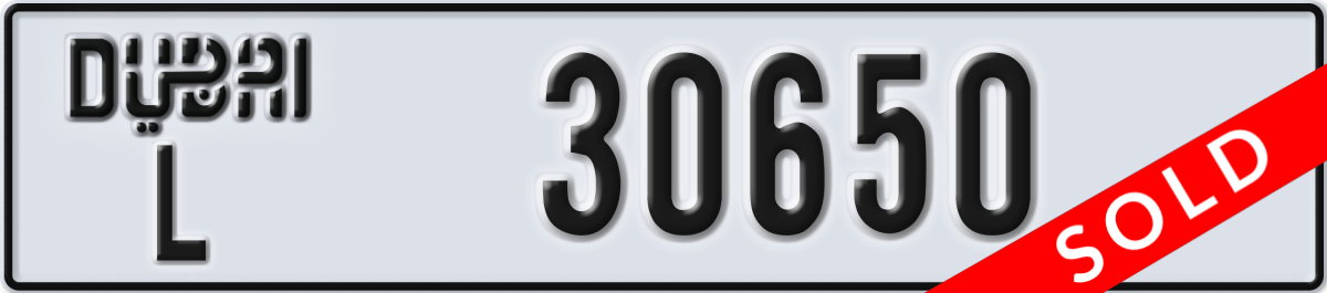 dubai License Plate Number 30650 Code L