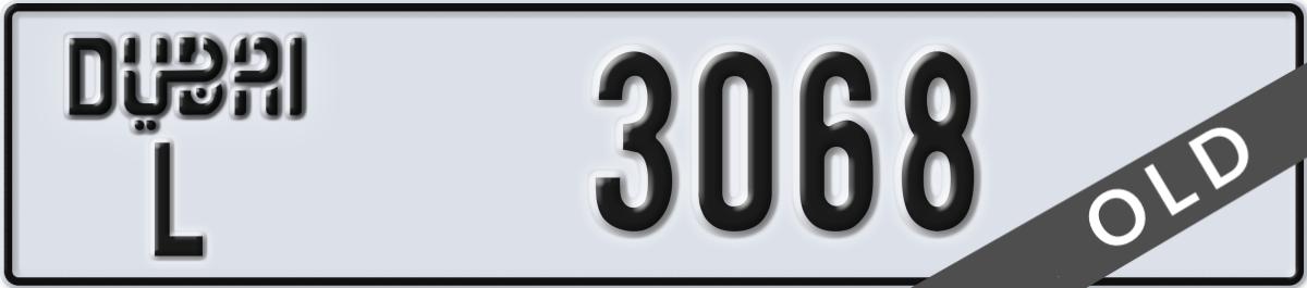 dubai License Plate Number 3068 Code L