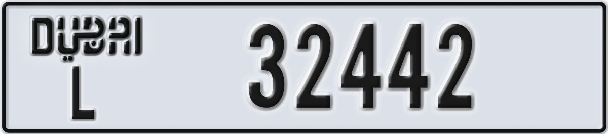 dubai License Plate Number 32442 Code L