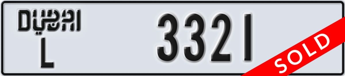 dubai License Plate Number 3321 Code L
