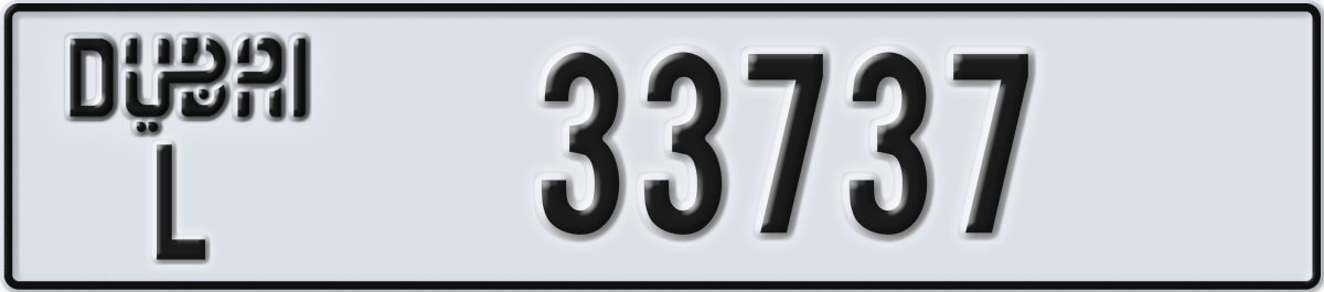 dubai License Plate Number 33737 Code L