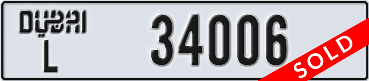dubai License Plate Number 34006 Code L