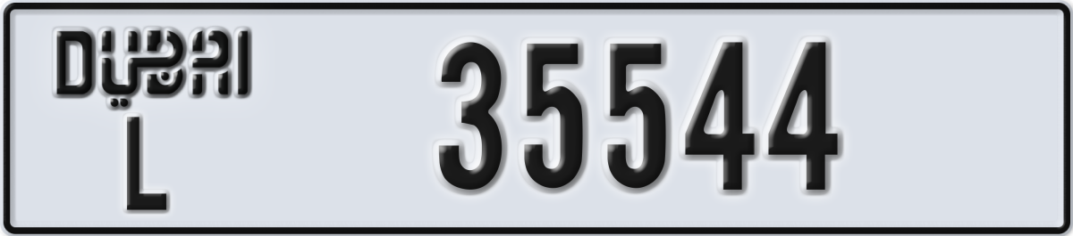 dubai License Plate Number 35544 Code L
