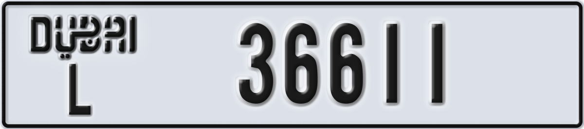 dubai License Plate Number 36611 Code L