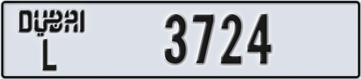 dubai License Plate Number 3724 Code L