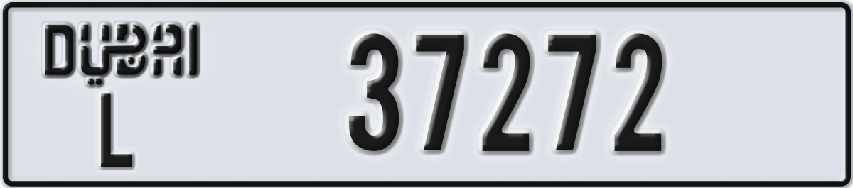 dubai License Plate Number 37272 Code L