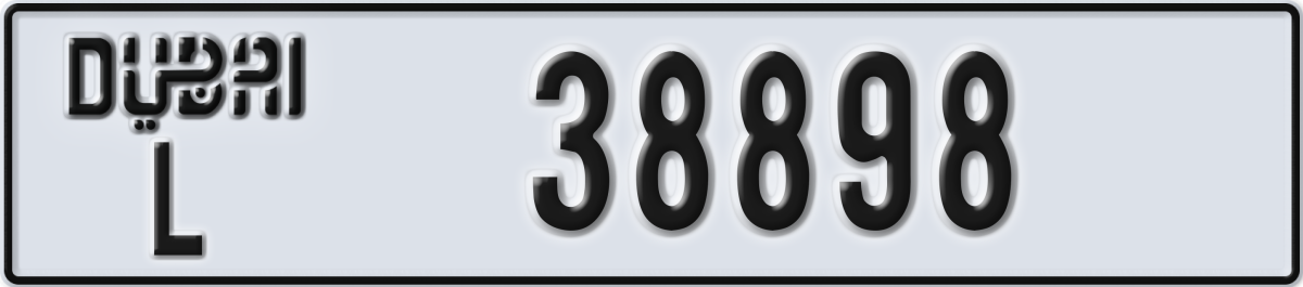 dubai License Plate Number 38898 Code L