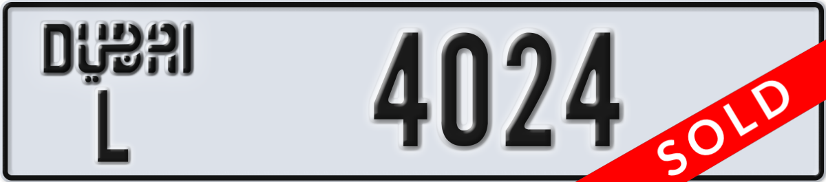 dubai License Plate Number 4024 Code L