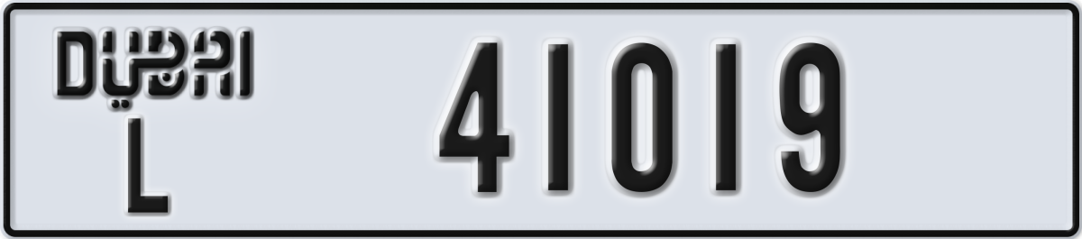 dubai License Plate Number 41019 Code L
