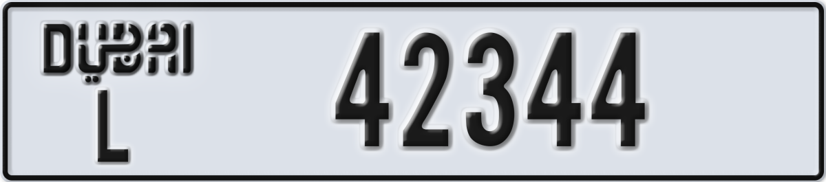 dubai License Plate Number 42344 Code L