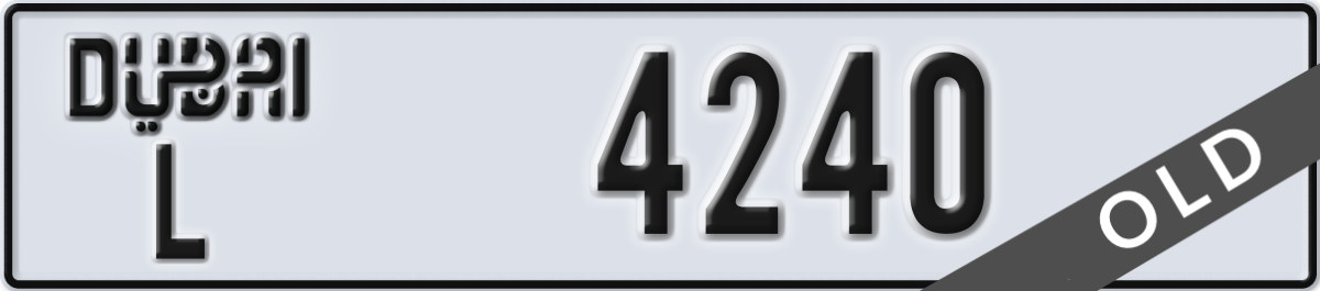 dubai License Plate Number 4240 Code L
