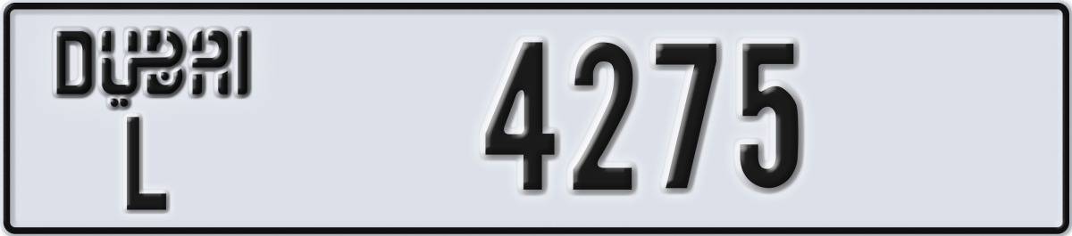 dubai License Plate Number 4275 Code L