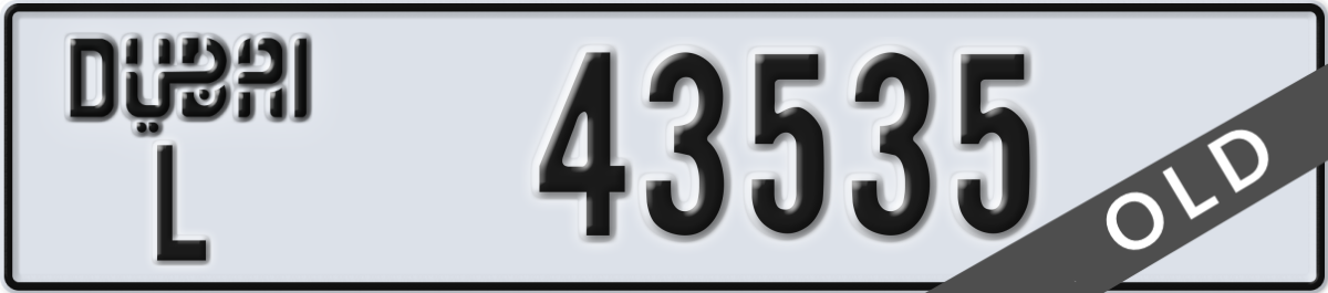 dubai License Plate Number 43535 Code L
