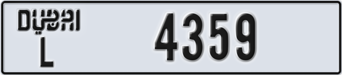 dubai License Plate Number 4359 Code L
