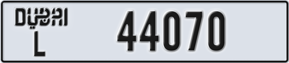 dubai License Plate Number 44070 Code L