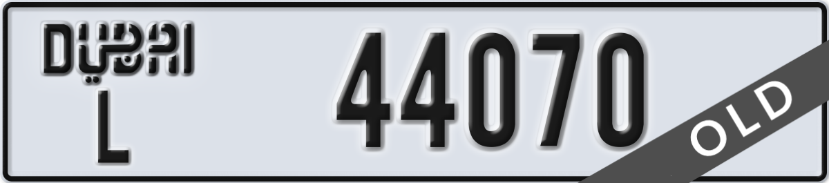 dubai License Plate Number 44070 Code L