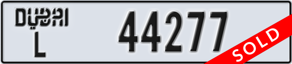 dubai License Plate Number 44277 Code L