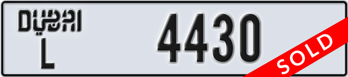 dubai License Plate Number 4430 Code L