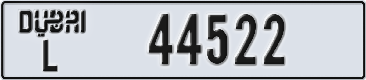 dubai License Plate Number 44522 Code L