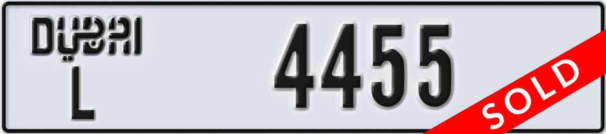 dubai License Plate Number 4455 Code L
