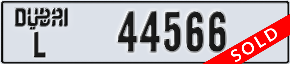 dubai License Plate Number 44566 Code L