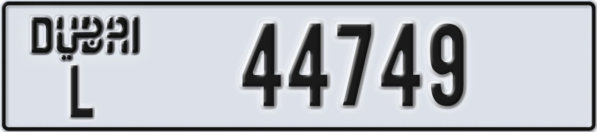 dubai License Plate Number 44749 Code L