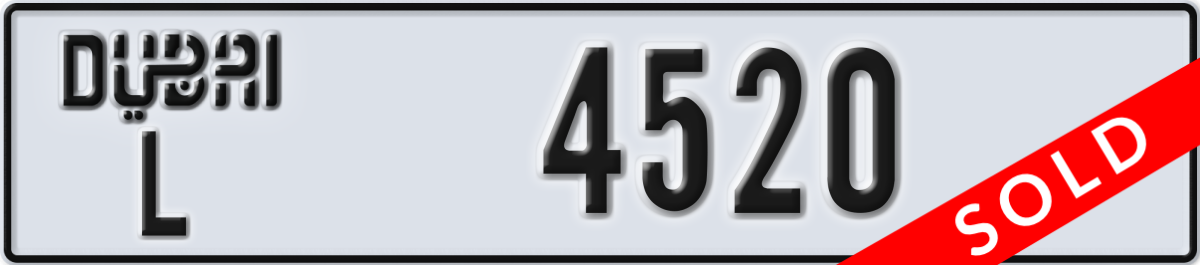 dubai License Plate Number 4520 Code L