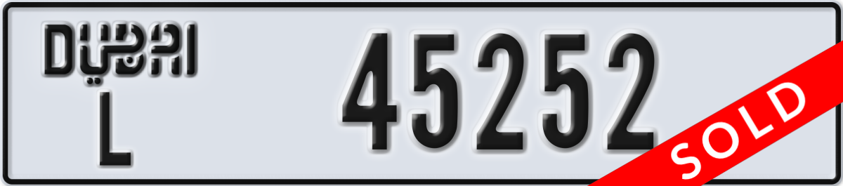 dubai License Plate Number 45252 Code L