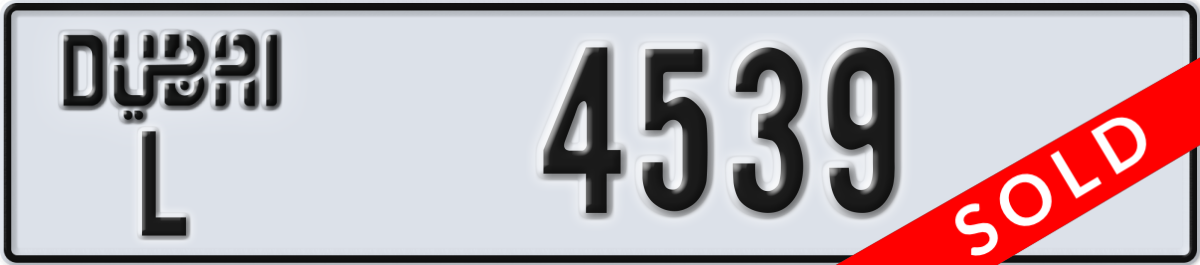 dubai License Plate Number 4539 Code L